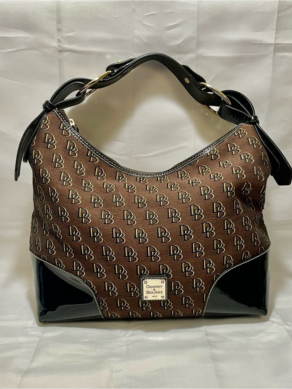 Dooney & Bourke Nikki Shadow Signature Monogram Hobo Bag, EUC